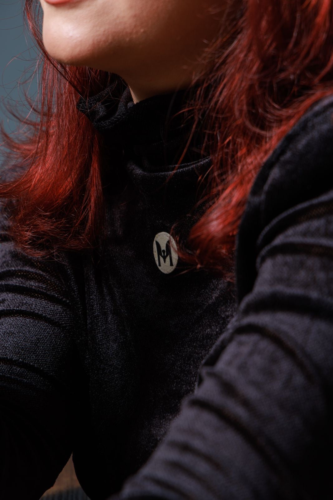Velvet mesh turtleneck